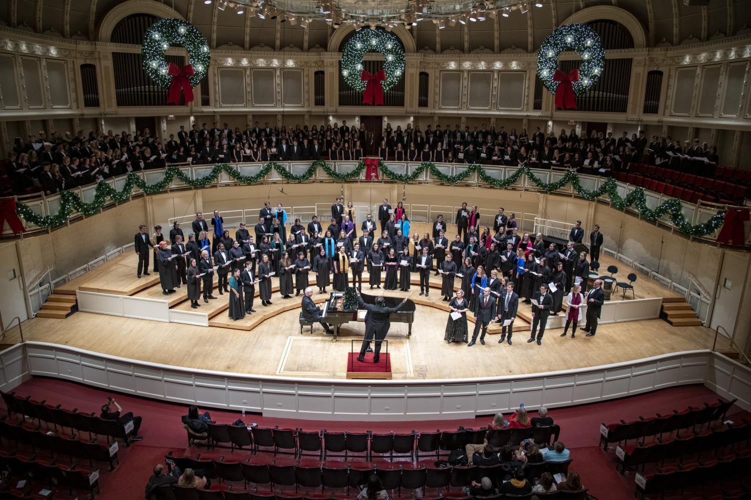 The Carthage Choir performs in the Chicago Symphony Hall.